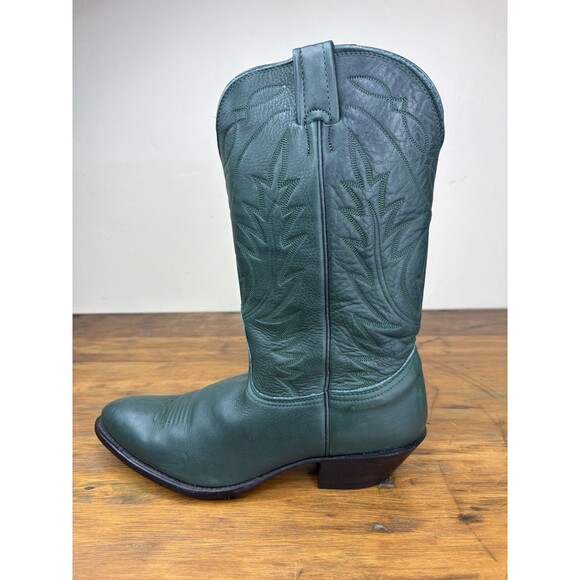 Rare Vintage Nocona Emerald Green Leather Cowboy Boots 9.5D Western Pull On USA main image 8